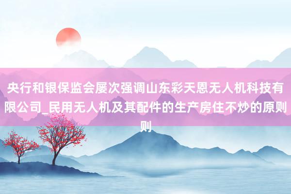 央行和银保监会屡次强调山东彩天恩无人机科技有限公司_民用无人机及其配件的生产房住不炒的原则